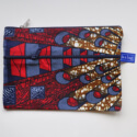 be a bag AA20, 3 ritsen (1 binnenin); ook binnenstebuiten bruikbaar liggend model met energieke print in rood en blauw op witte achtergrond en een beetje goud